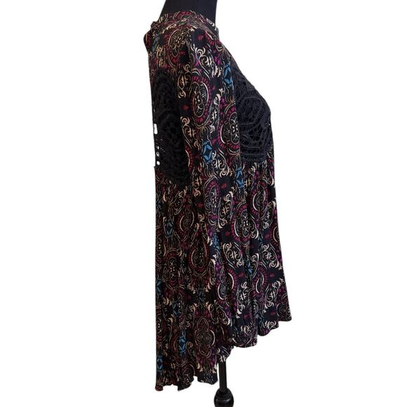 NEW FREE PEOPLE Black Paisley Print Tunic Dress Size S - Picture 4 of 7